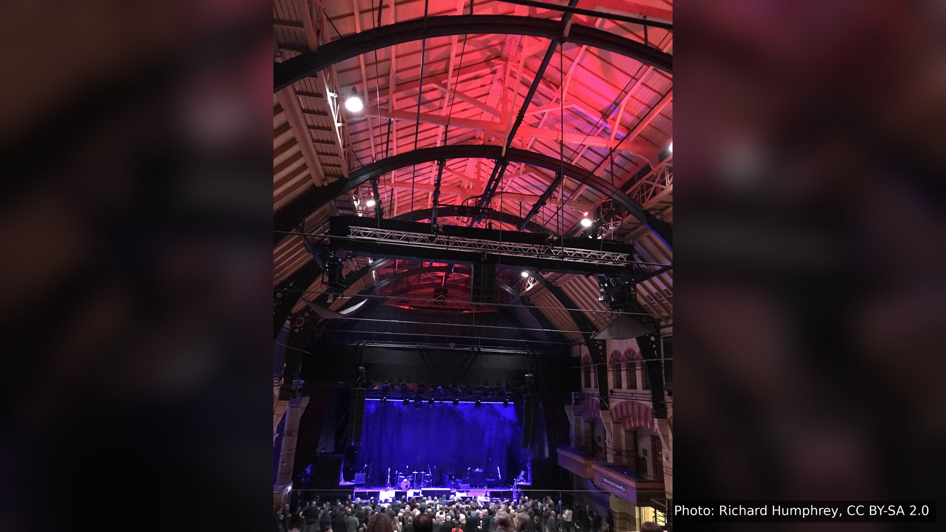 Inside the Cambridge Corn Exchange during a concert