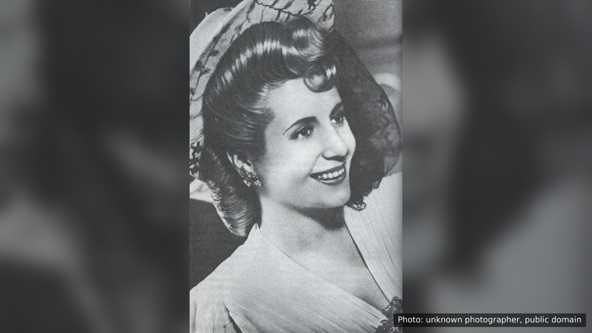 Eva Perón in a publicity portrait, around 1943