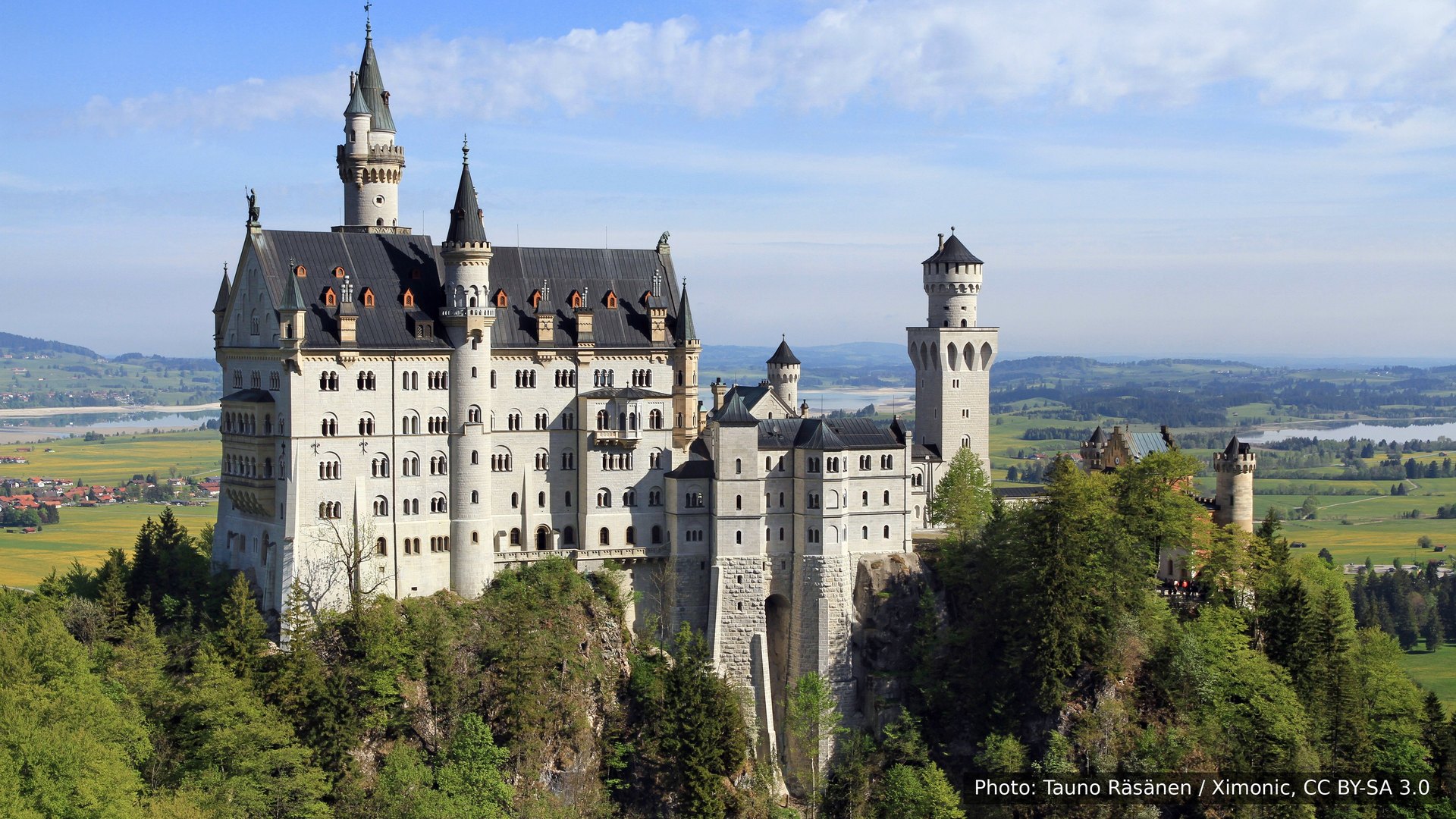 Neuschwanstein Castle seen from the Marienbrücke bridge