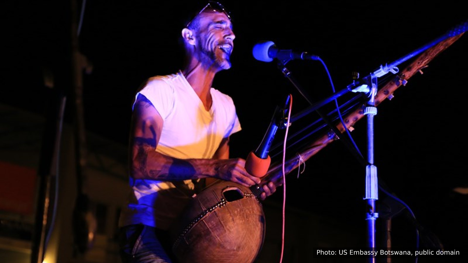 A musician performing at the Maun International Arts Festival, Botswana, 2015