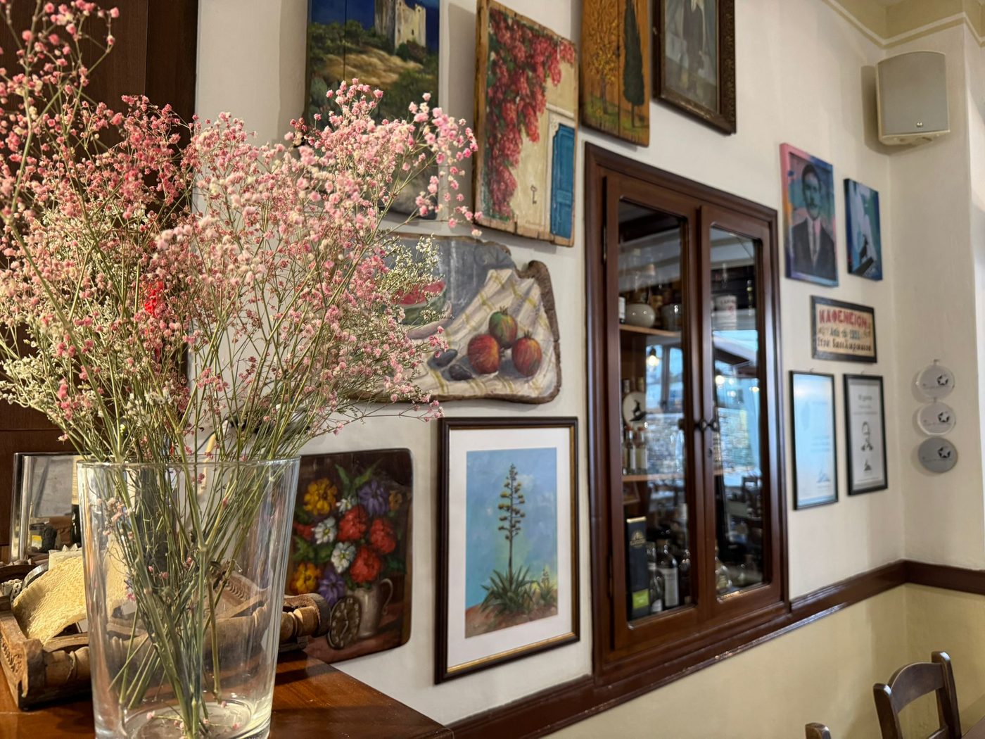 Inside a village café in Kinidaros, Naxos