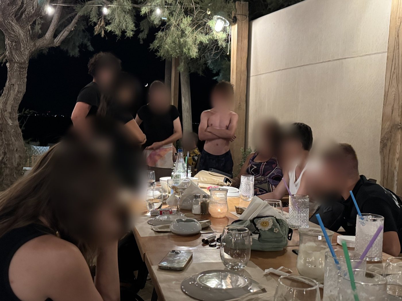 Dinner under the trees on a warm night, Naxos