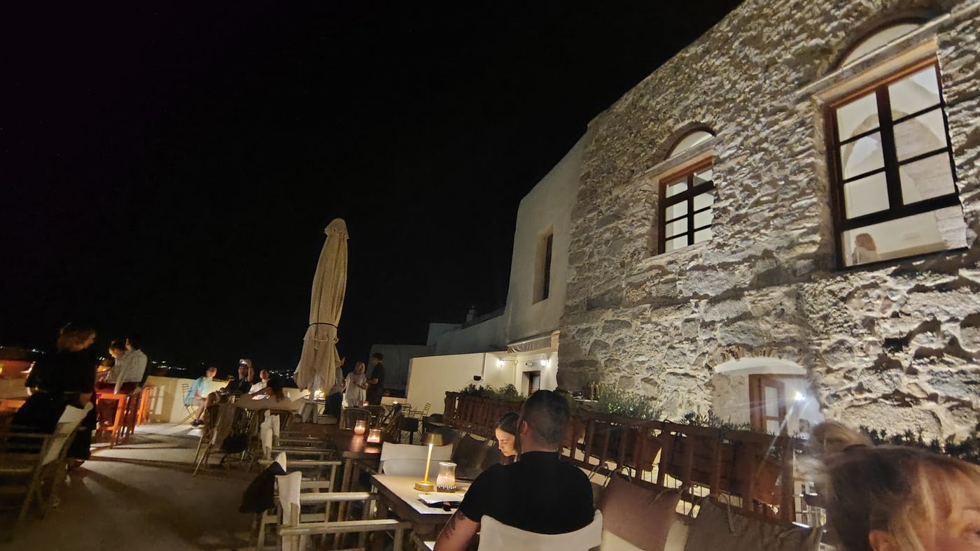 An evening terrace in the Kastro, the old castle quarter of Naxos town
